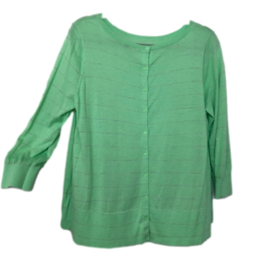 Halogen Button Back 3/4 Sleeve Crew Neck Sweater